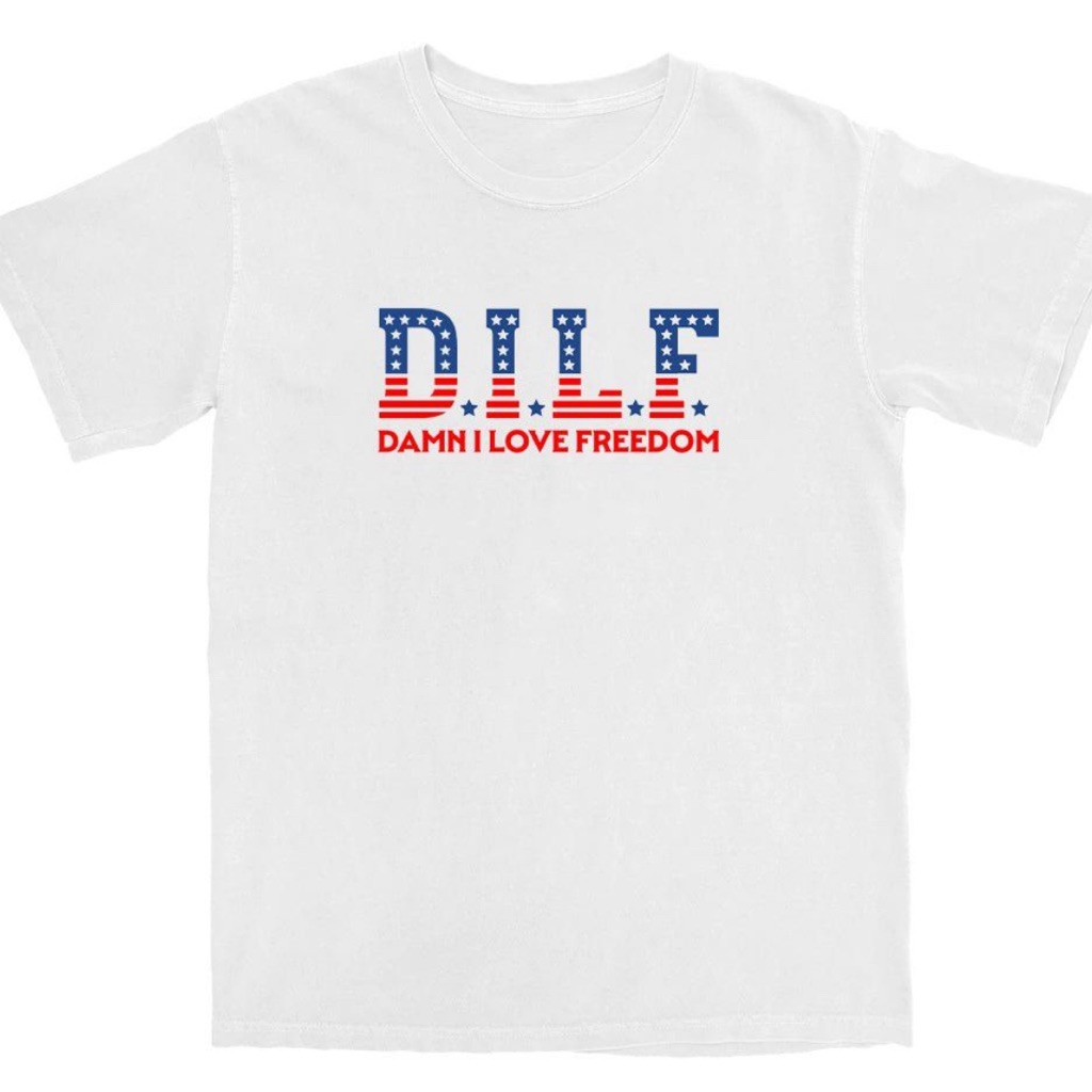Damn I Love Freedom T-Shirt White Short Sleeve Tee